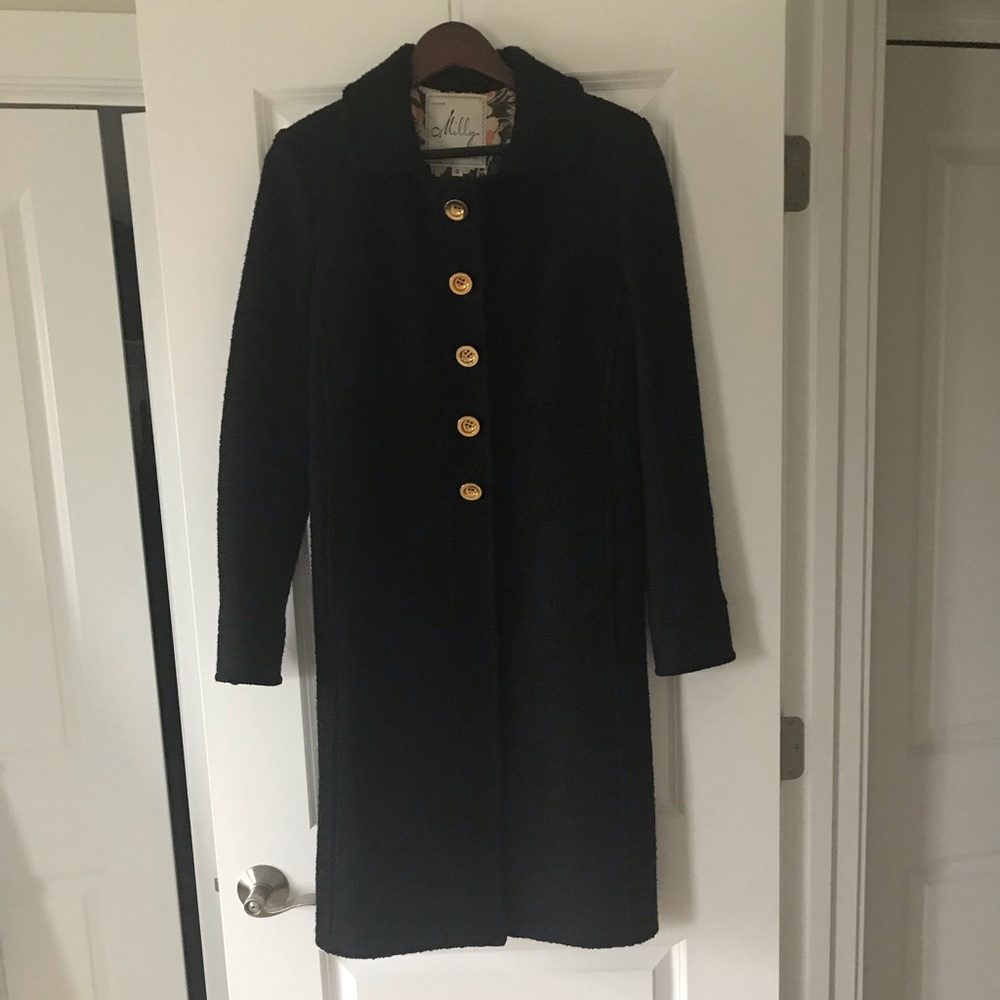 Black, wool, mid-length coat